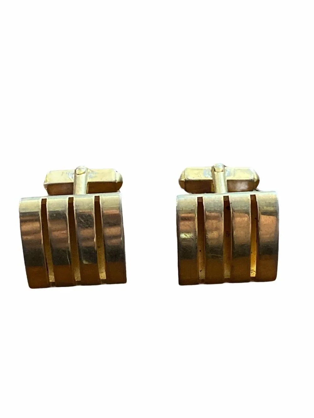 Vintage Goldtone Cufflinks Men's Jewelry Rectangular Lever Back